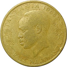 Монета 20 сенти 1966 Танзания