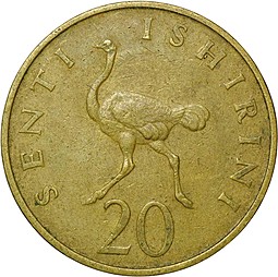 Монета 20 сенти 1970 Танзания