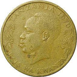 Монета 20 сенти 1970 Танзания