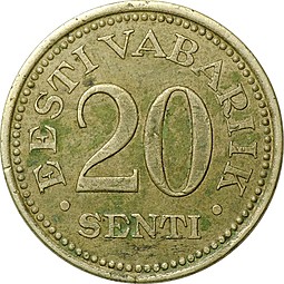 Монета 20 центов 1935 Эстония