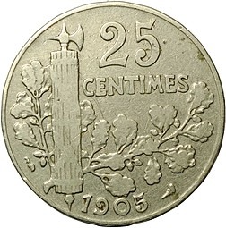 Монета 25 сантимов 1905 Франция