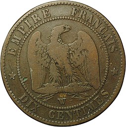 Монета 5 сантимов 1855 Франция