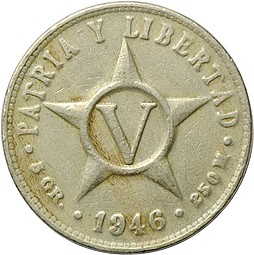 Монета 5 сентаво 1946 Куба