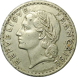 Монета 5 франков 1935 Франция