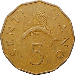 Монета 5 центов 1972 Танзания