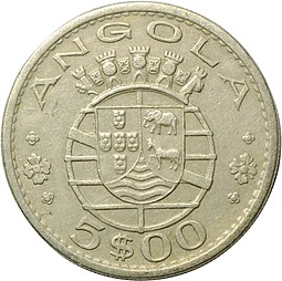 Монета 5 эскудо 1972 Ангола