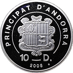 Монета 10 динар (динеров) 2008 Экстрим - Кайтсерфинг Андорра