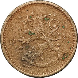 Монета 1 марка 1924 Финляндия
