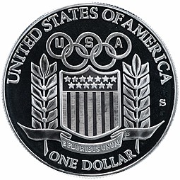 Монета 1 доллар 1992 S Олимпиада в Барселоне - Бейсбол США