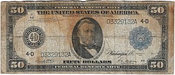 Банкнота 50 долларов 1914 D США