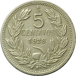 Монета 5 сентаво 1928 Чили