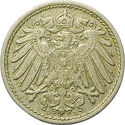 Монета 5 пфеннингов 1913 D Германия