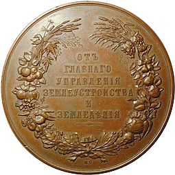 Медаль От главного управления землеустройства и земледелия медь