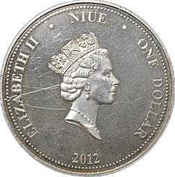 Монета 1 доллар 2012 Александр Невский Ледовое побоище Остров Ниуэ