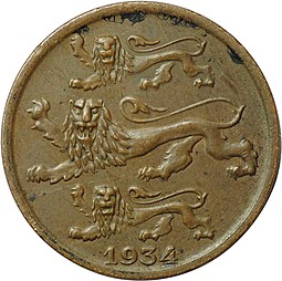 Монета 2 цента 1934 Эстония