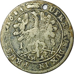 Монета 18 грошей (орт) 1684 Кёнигсберг Пруссия