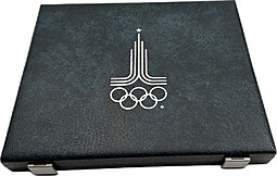 Набор 5, 10 рублей 1977-1980 Олимпиада 80 Москва серебро PROOF 28 монет в синей коробке