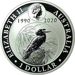 Монета 1 доллар 2020 Кукабарра 30 лет Австралия