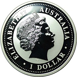 Монета 1 доллар 2006 Год Собаки Лунар цветная Австралия