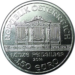 Монета 1,5 евро 2014 Венская Филармония Австрия