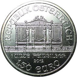 Монета 1,5 евро 2012 Венская Филармония Австрия