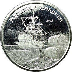 Монета 2 доллара 2018 Антигуа и Барбуда Ромовый контрабандист Восточные Карибы