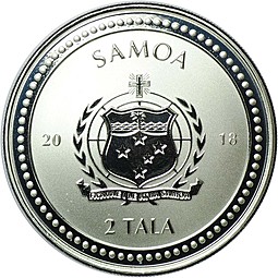 Монета 2 тала 2018 Морской конек Самоа