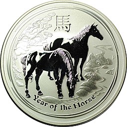 Монета 1 доллар 2014 Лунный календарь - Год Лошади BUNC Лунар Австралия