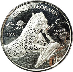Монета 5 седи 2018 Африканский леопард Гана