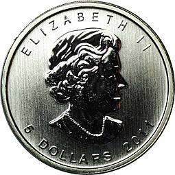 Монета 5 долларов 2011 Медведь Гризли Канада