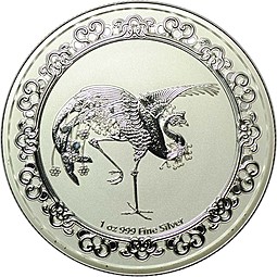 Монета 2 доллара 2020 Красный феникс Небесные животные Ниуэ
