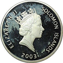Монета 25 долларов 2003 China Clipper История Авиации Соломоновы острова