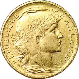 Монета 20 франков 1906 Франция