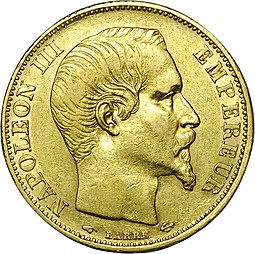 Монета 20 франков 1859 А Франция
