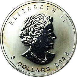Монета 8 долларов 2013 Полярный медведь Канада