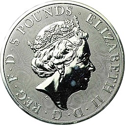 Монета 5 фунтов 2020 Звери Королевы - Белый лев Мортимера Великобритания