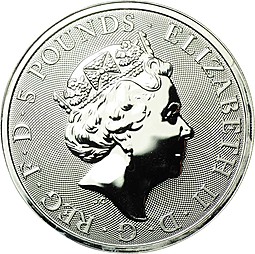 Монета 5 фунтов 2019 Звери Королевы - Йель Бофорта Великобритания