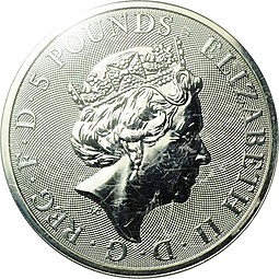 Монета 5 фунтов 2018 Звери Королевы - Черный бык Кларенса Великобритания