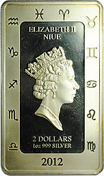 Монета 2 доллара 2012 Знаки зодиака - Рак Ниуэ