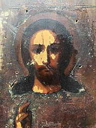 Икона Спас Вседержитель Иисус Христос 27 х 21,5 см. XIX век