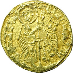 Монета 1 цехин (дукат) 1421 - 1436 года Филиппо Мария Висконти остров Хиос