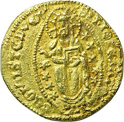 Монета 1 цехин (дукат) 1421 - 1436 года Филиппо Мария Висконти остров Хиос