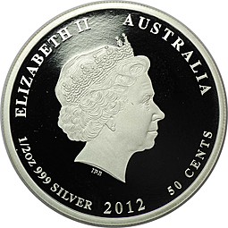 Монета 50 центов 2012 Лунный календарь - Год Дракона PROOF Австралия