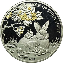 Монета 1000 франков 2011 Лунный календарь - Год Кролика Того