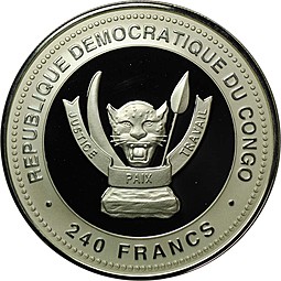 Монета 240 франков 2012 Год Дракона - Удача Конго