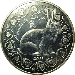 Монета 5 Евро 2011 Год Кролика Франция