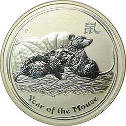 Монета 1 доллар 2008 Лунный календарь - Год Крысы Австралия
