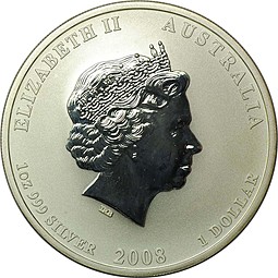 Монета 1 доллар 2008 Лунный календарь - Год Крысы Австралия