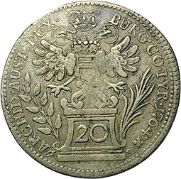Монета 20 крейцеров 1764 Австро-Венгрия