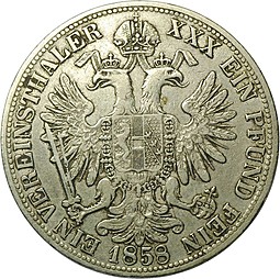 Монета 1 талер 1858 А Австрия